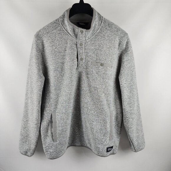 Eddie Bauer Sweater Mens Large Gray Fleece 1/4 Button Pullover NWT - Picture 1 of 9
